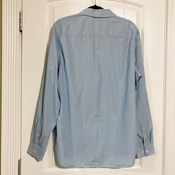CALVIN KLEIN Men's blue vertical striped button-down shirt ~ LARGE button-down - Picture 12 of 12